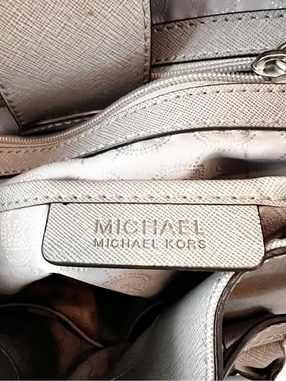 Michael Kors Gray Saffiano Satchel with Silver Hardware